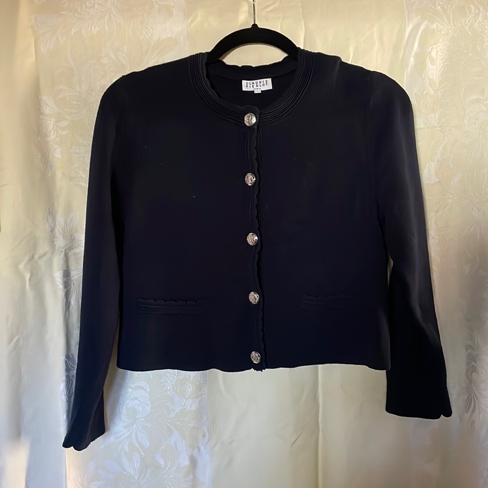 Claudie Pierlot crop navy cardigan.